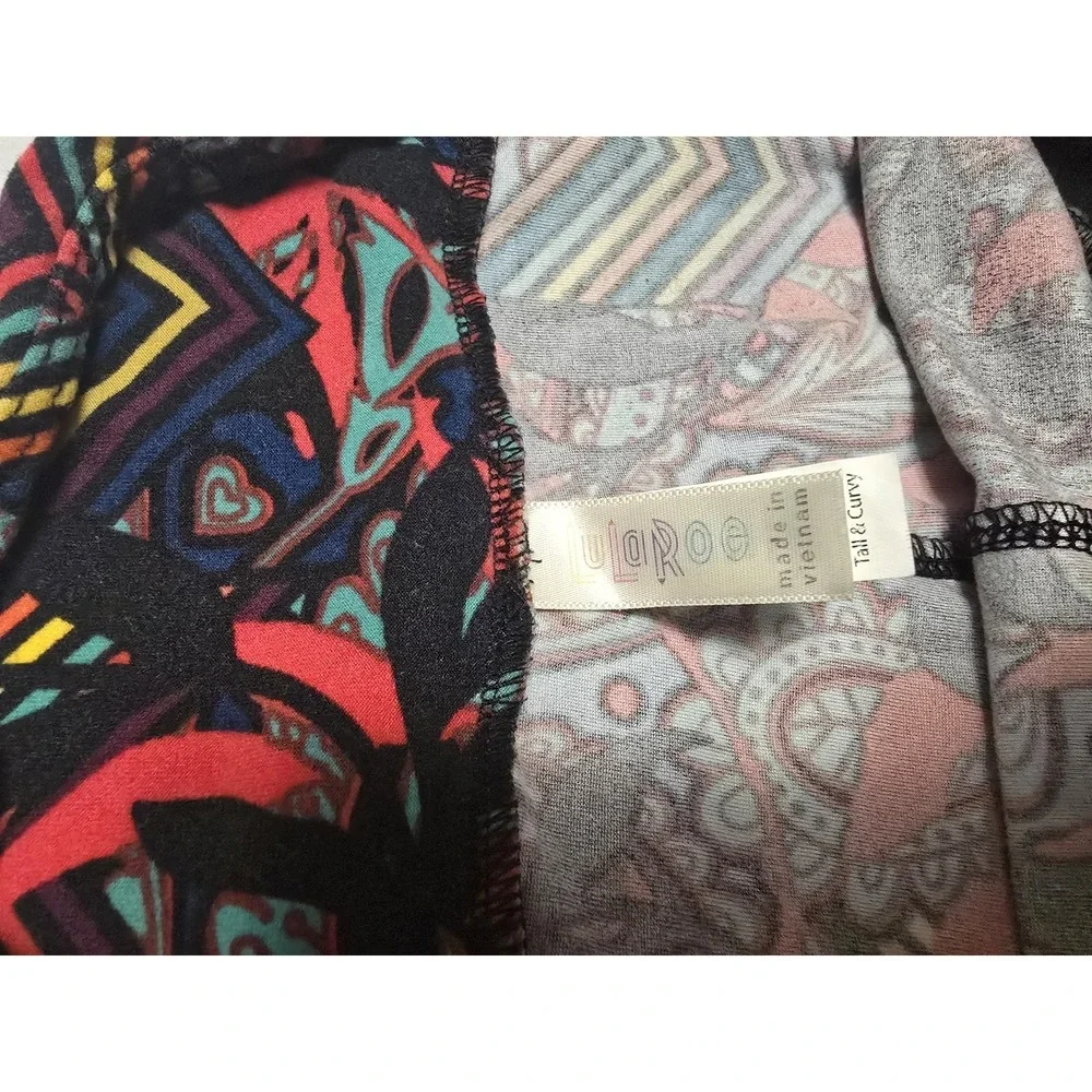 Lularoe Leggings Womens Tall & Curvy‎ Paisley Chevron Soft Stretch Pants Yoga - Picture 4 of 5